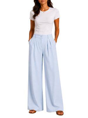 NATHI' LUXURY Pantalone Nathi Luxury In Tinta Unita - Celeste