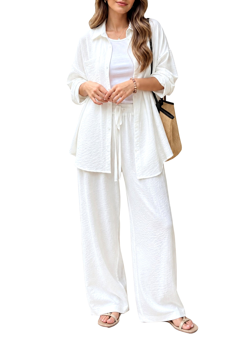 NATHI' LUXURY STC Pantalone Donna - Bianco
