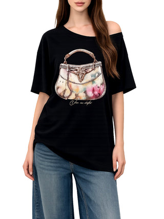 NATHI' LUXURY STC T-Shirt Donna - Nero