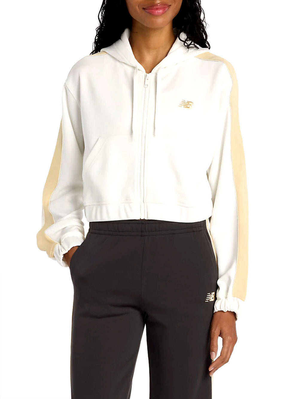 New Balance Felpa New Balance Interlock Full Zip - Bianco