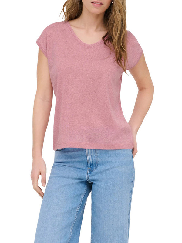 Only T-Shirt Only Onlsilvery - Rosa