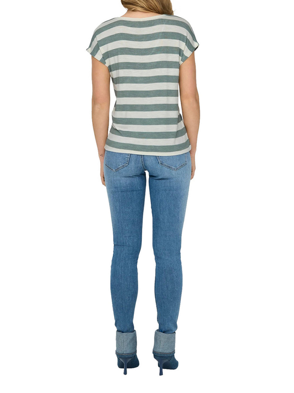 Only T-Shirt Only Onllira A Righe - Verde/Bianco