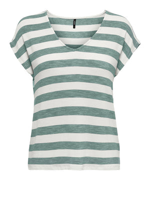 Only T-Shirt Only Onllira A Righe - Verde/Bianco