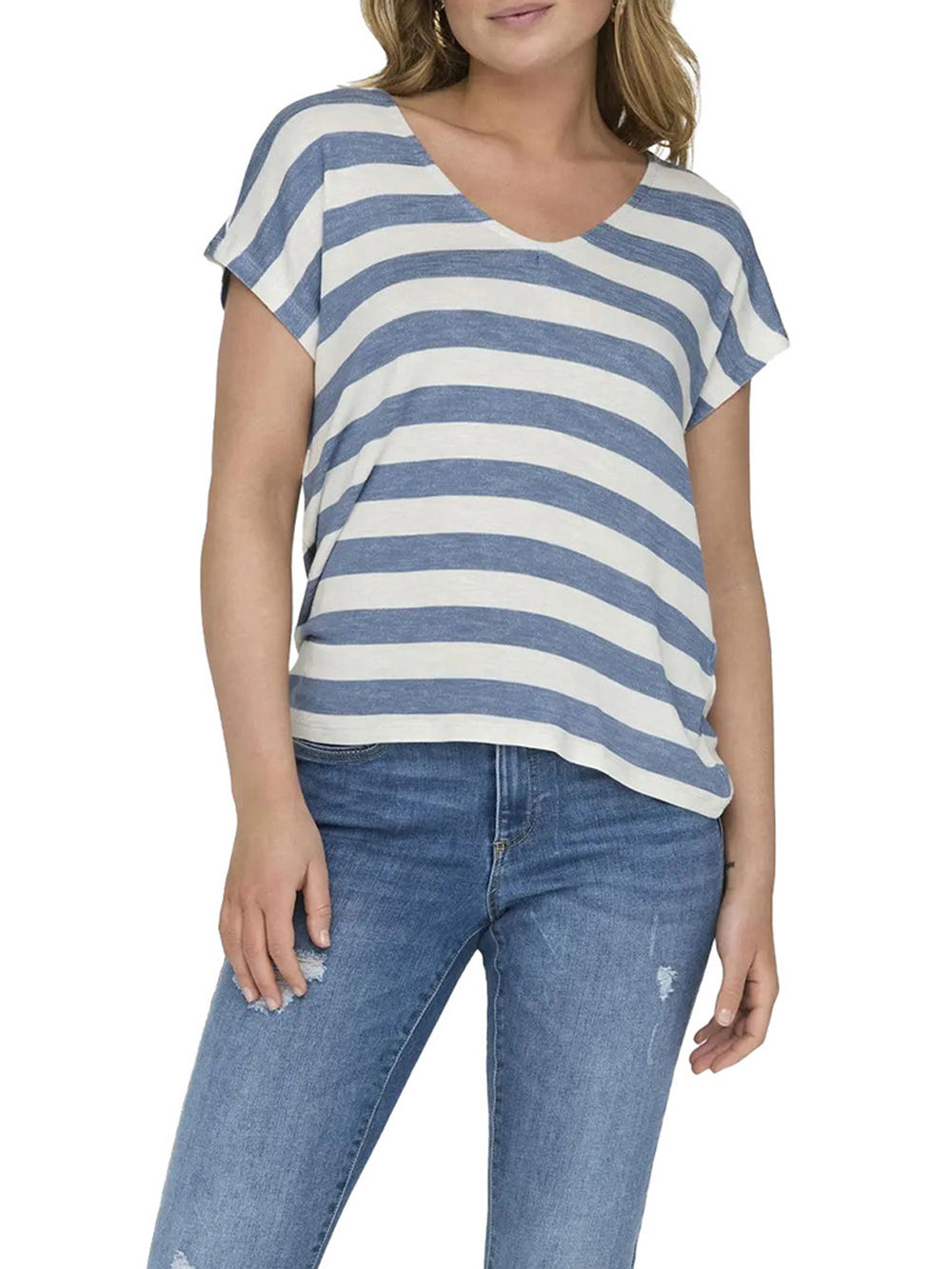 Only T-Shirt Only Onllira A Righe - Blu/Bianco