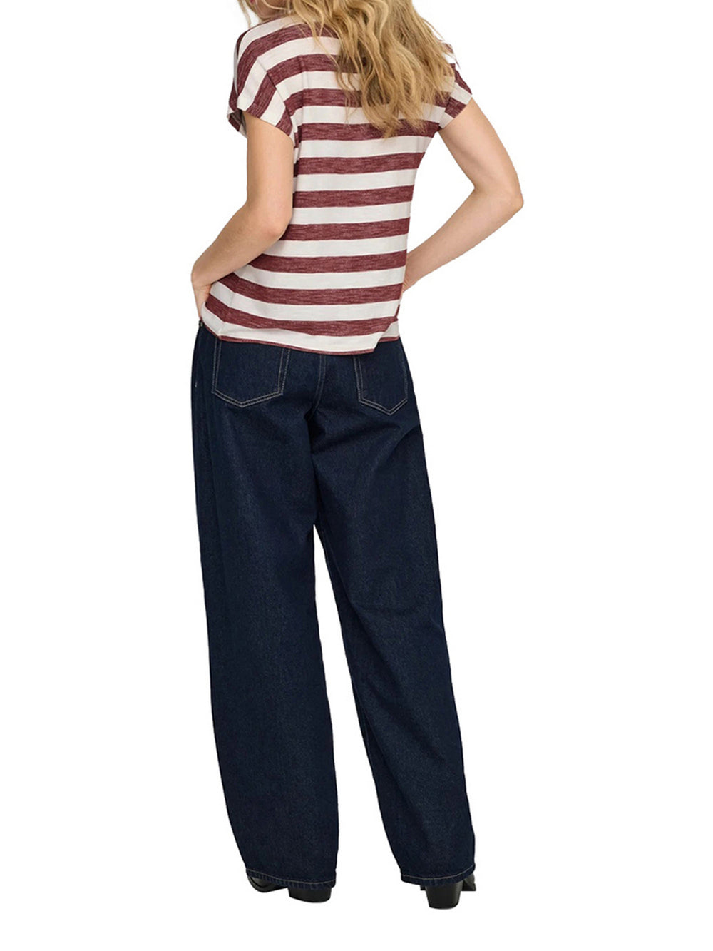 Only T-Shirt Only Onllira A Righe - Rosso