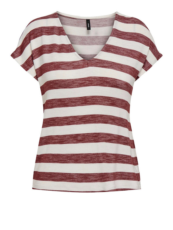 Only T-Shirt Only Onllira A Righe - Rosso