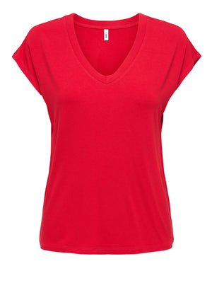 ONLY DROP 1 T-Shirt Only Onlrilla Ss V Neck - Rosso