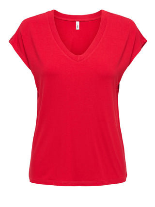 ONLY DROP 1 T-Shirt Only Onlrilla Ss V Neck - Rosso