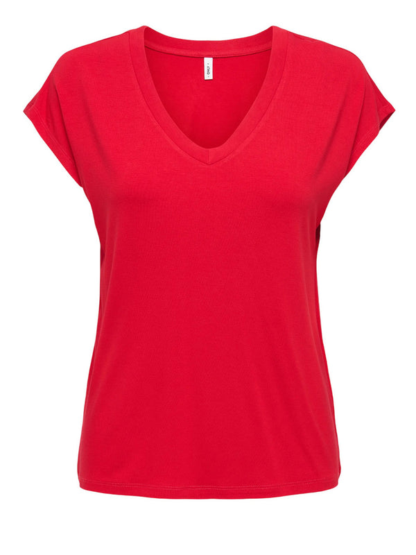 ONLY DROP 1 T-Shirt Only Onlrilla Ss V Neck - Rosso
