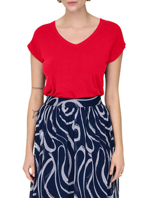 ONLY DROP 1 T-Shirt Only Onlrilla Ss V Neck - Rosso