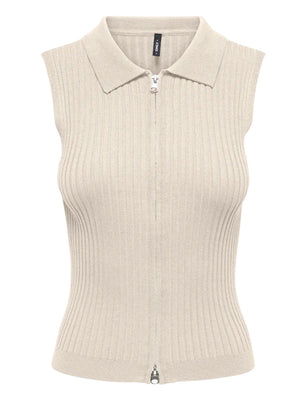 ONLY DROP 1 Gilet Only Onlmeddi Life Zip - Bianco Panna