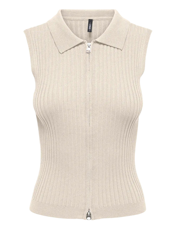 ONLY DROP 1 Gilet Only Onlmeddi Life Zip - Bianco Panna