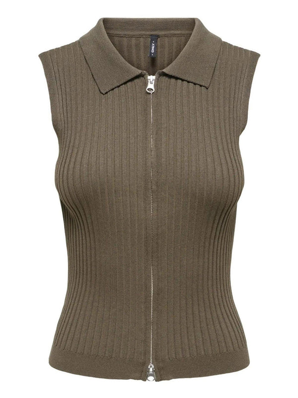 ONLY DROP 1 Gilet Only Onlmeddi Life Zip - Beige