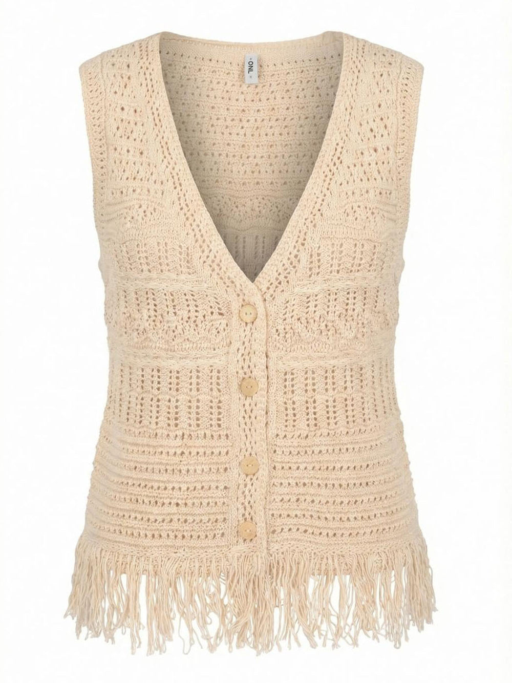 ONLY DROP 1 Gilet Only Onlalix Sl Fringe Waistcoat - Ecru