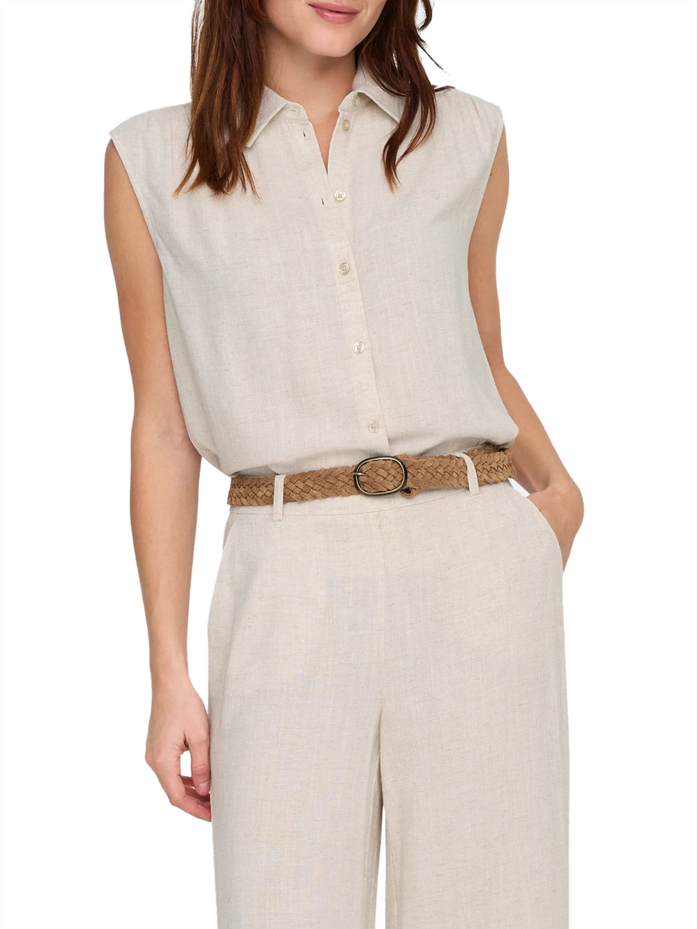 ONLY DROP 1 Camicia Onlsiesta Lino Only - Beige