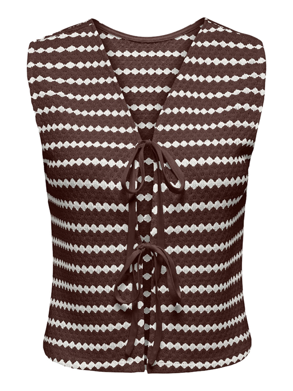 ONLY DROP 2 Gilet Onleva Sl Short Sripe Only - Marrone/Bianco