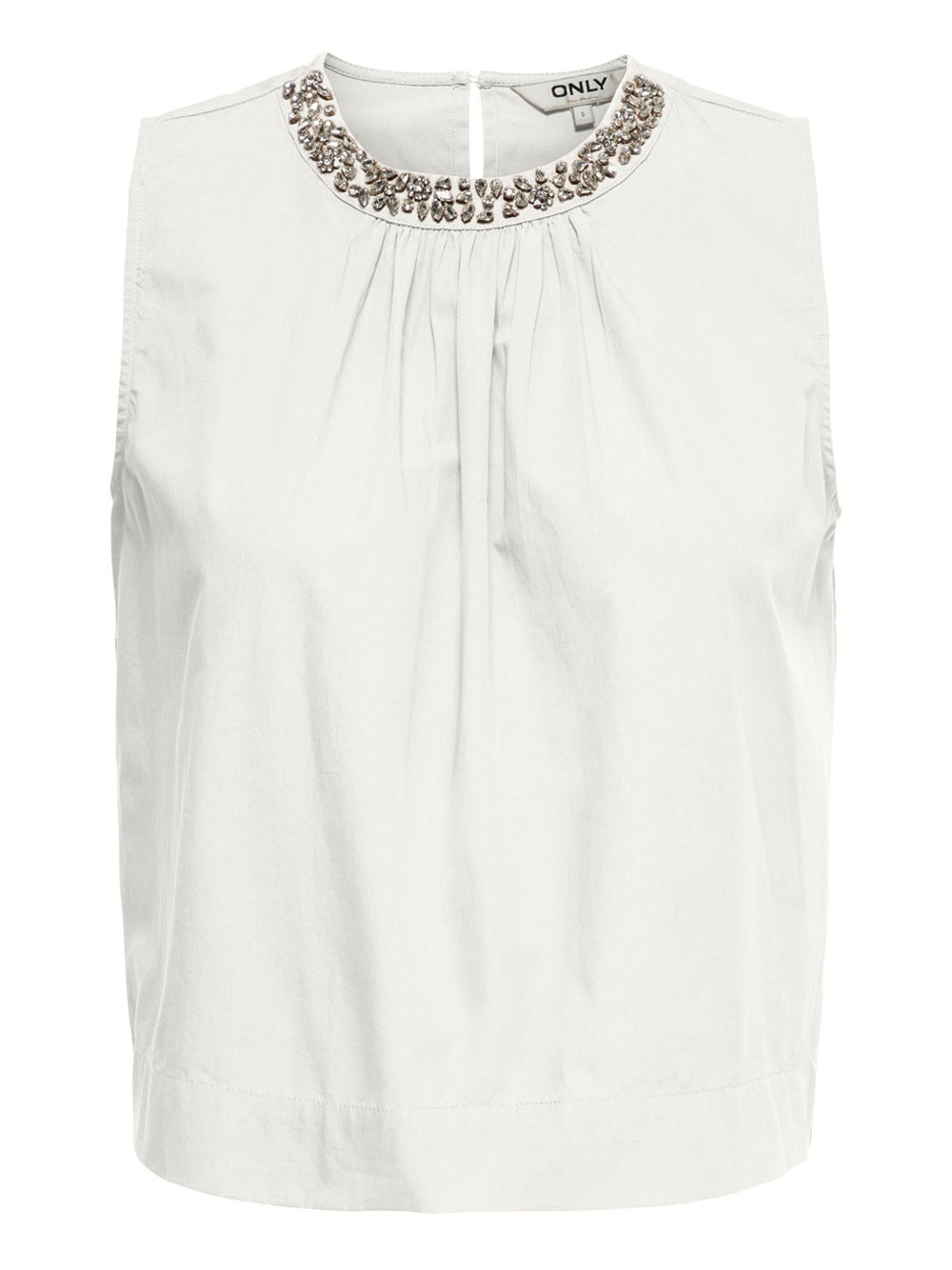 ONLY DROP 2 Canotta Onlrayi Sl Emb Neck Only - Bianco