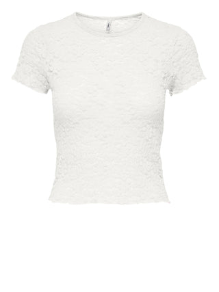 ONLY DROP 2 T-Shirt Only Onlfaith Ss Lace Top Jrs - Bianco
