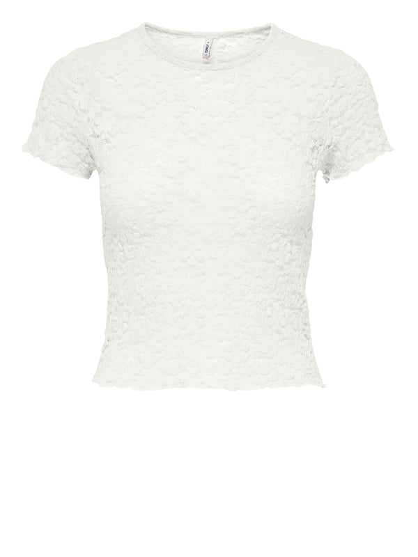 ONLY DROP 2 T-Shirt Only Onlfaith Ss Lace Top Jrs - Bianco