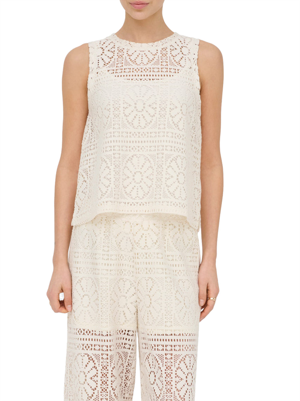 ONLY DROP 2 Canotta Onllian Lace Tank Only - Bianco