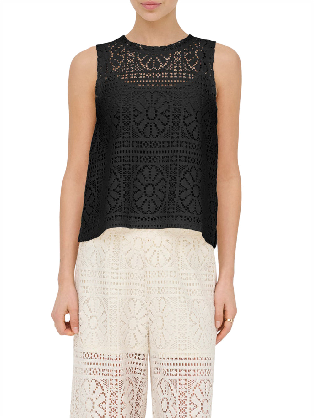 ONLY DROP 2 Canotta Onllian Lace Tank Only - Nero