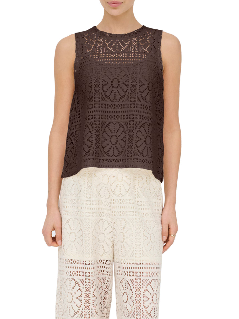 ONLY DROP 2 Canotta Onllian Lace Tank Only - Marrone