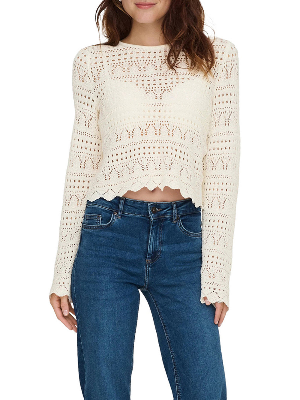 Only Maglia Only Onlelke - Panna