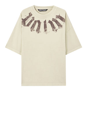 PALM ANGELS T-Shirt Palm Angels Logo Loose Beige Nero