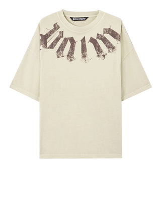 PALM ANGELS T-Shirt Palm Angels Logo Loose Beige Nero