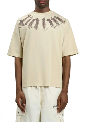 PALM ANGELS T-Shirt Palm Angels Logo Loose Beige Nero