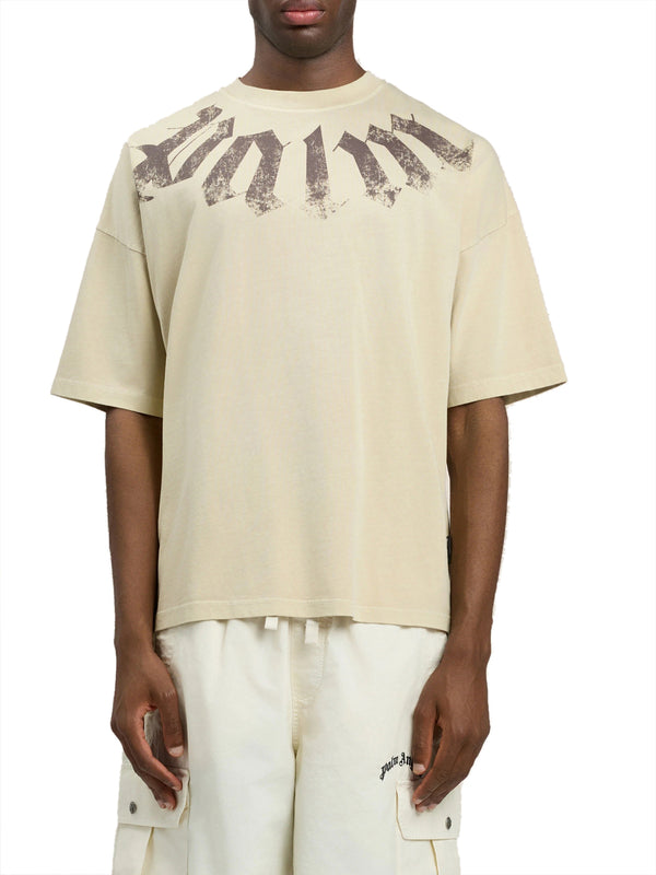 PALM ANGELS T-Shirt Palm Angels Logo Loose Beige Nero