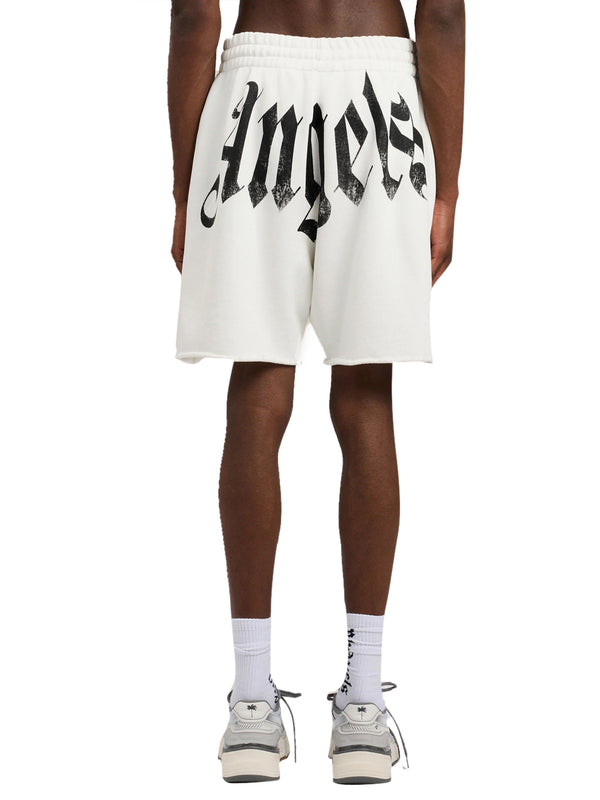 PALM ANGELS Bermuda Tuta Palm Angels Con Logo A Vita Alta - Bianco