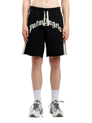 PALM ANGELS Short Palm Angels Curved Logo - Nero