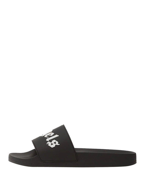 PALM ANGELS Ciabatte Palm Angels Big Logo Sliders Nero Bianco