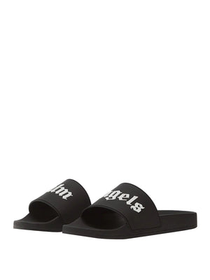 PALM ANGELS Ciabatte Palm Angels Big Logo Sliders Nero Bianco