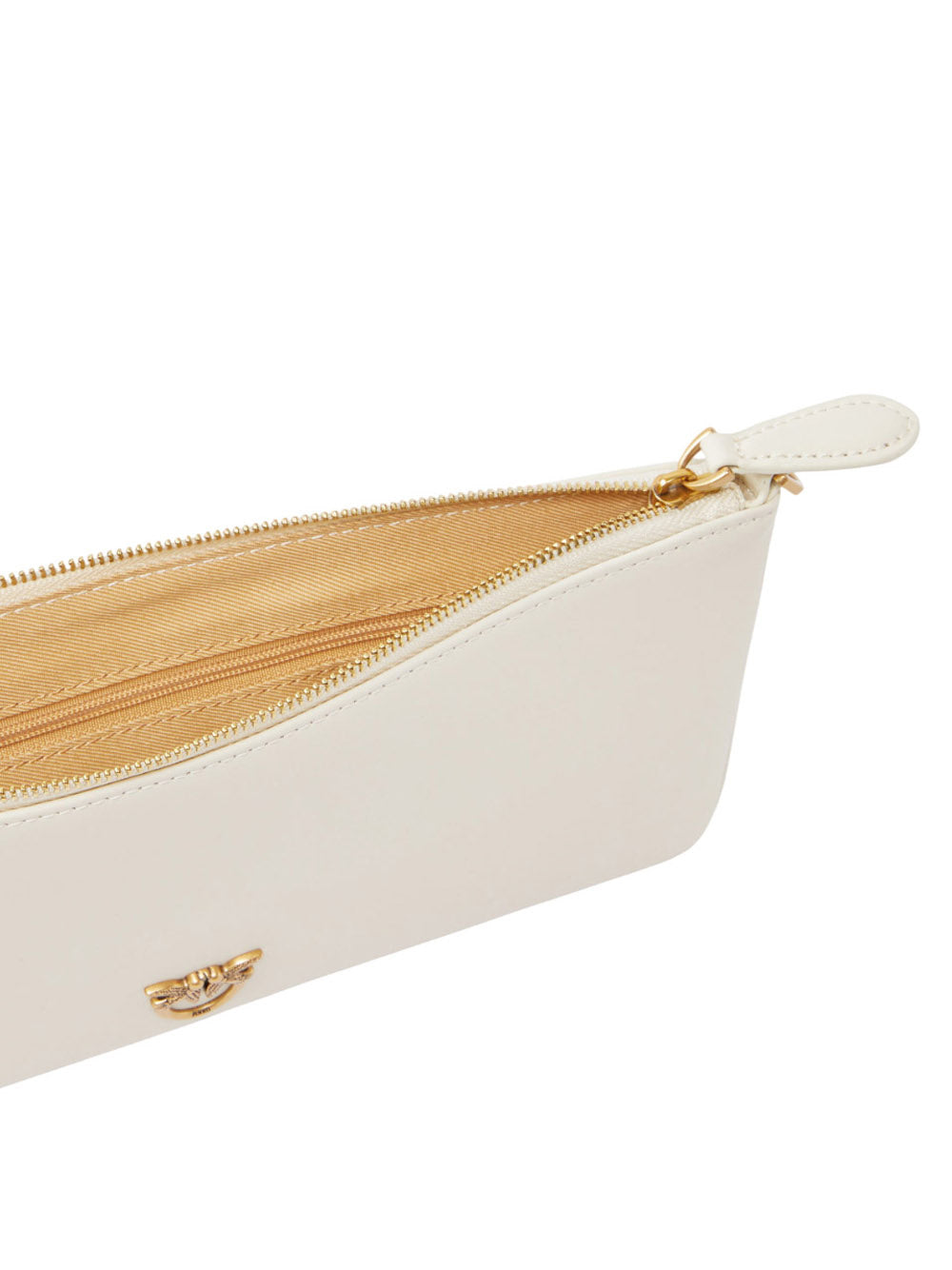 PINKO Pinko Borsa A Tracolla Horizontal Flat Bag in pelle Bianco Oro