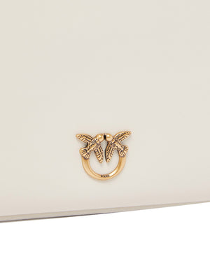 PINKO Pinko Borsa A Tracolla Horizontal Flat Bag in pelle Bianco Oro