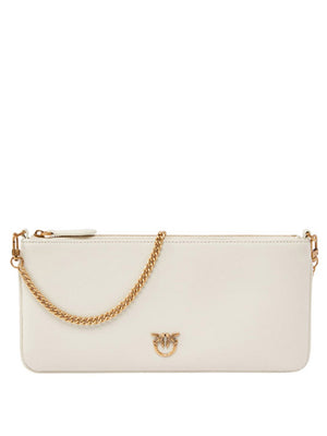 PINKO Pinko Borsa A Tracolla Horizontal Flat Bag in pelle Bianco Oro