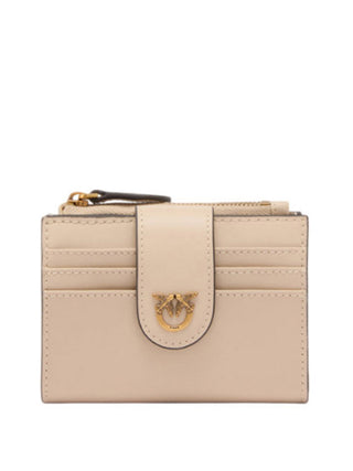 PINKO Pinko Portafoglio Piccolo In Pelle Liscia Con Logo Beige Oro