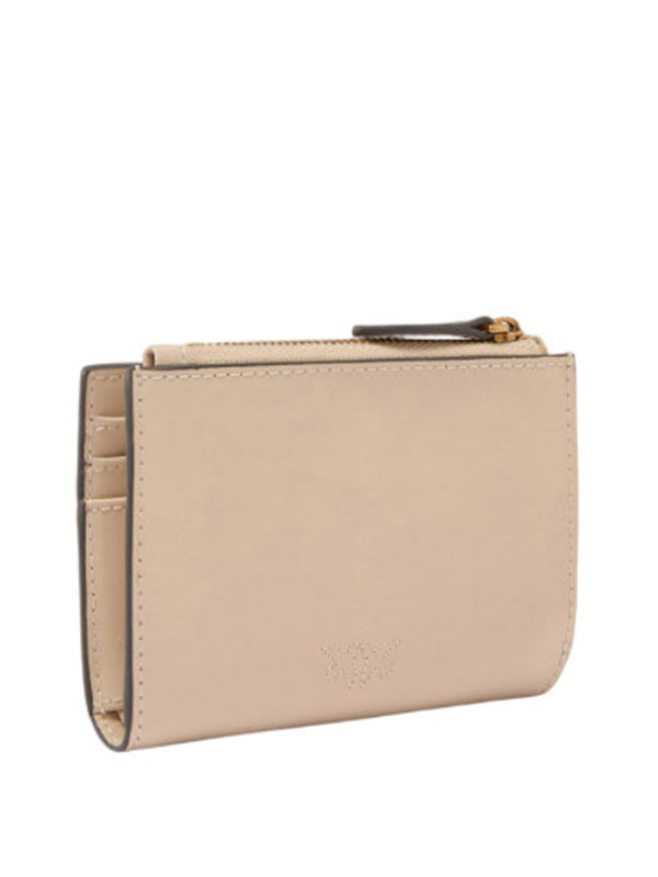 PINKO Pinko Portafoglio Piccolo In Pelle Liscia Con Logo Beige Oro
