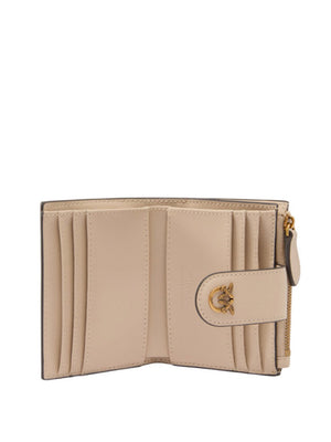 PINKO Pinko Portafoglio Piccolo In Pelle Liscia Con Logo Beige Oro