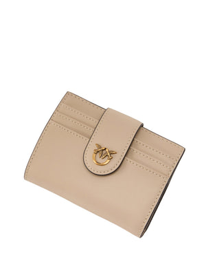 PINKO Pinko Portafoglio Piccolo In Pelle Liscia Con Logo Beige Oro