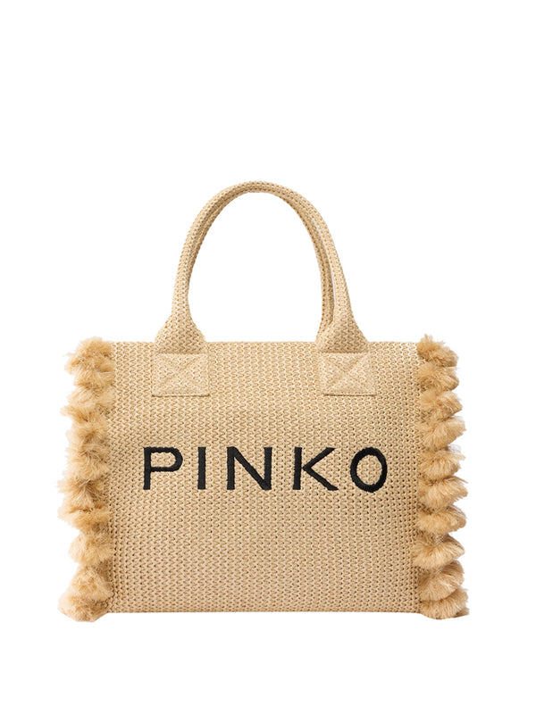 PINKO Borsa Shopper Pinko Beach In Rafia - Paglia