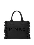 PINKO Borsa Shopper Pinko Beach In Rafia - Nero