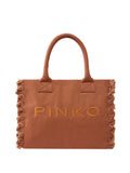 PINKO Borsa Shopper Pinko Beach In Canvas - Marrone