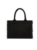 PINKO Borsa Shopper Pinko Beach In Canvas - Nero