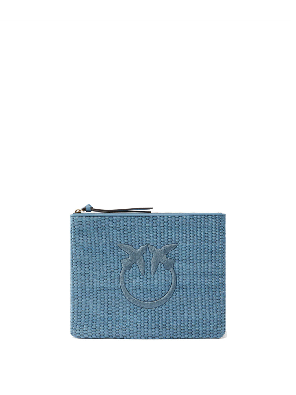 PINKO Pochette Pinko In Rafia Con Logo Love Birds - Blu