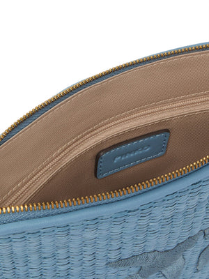 PINKO Pochette Pinko In Rafia Con Logo Love Birds - Blu