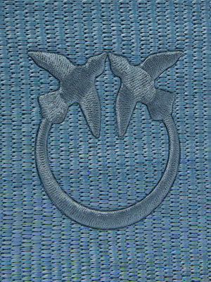 PINKO Pochette Pinko In Rafia Con Logo Love Birds - Blu