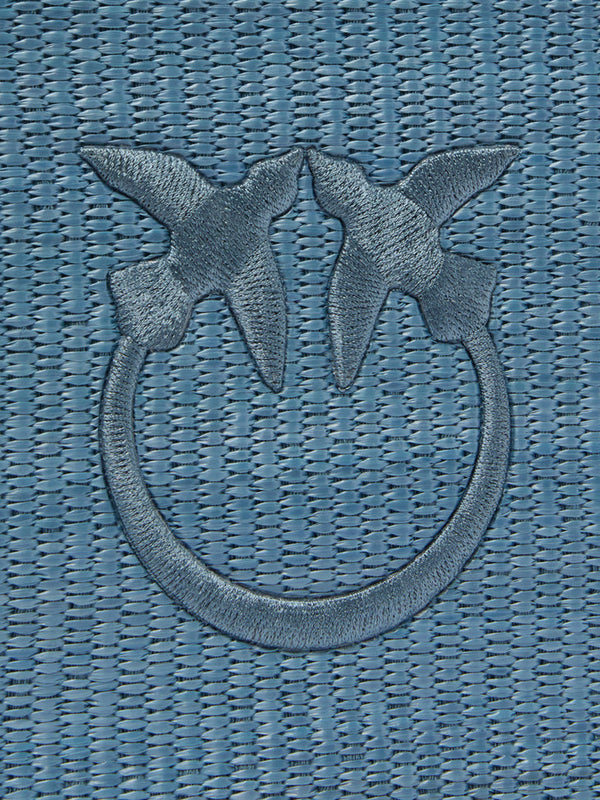 PINKO Pochette Pinko In Rafia Con Logo Love Birds - Blu